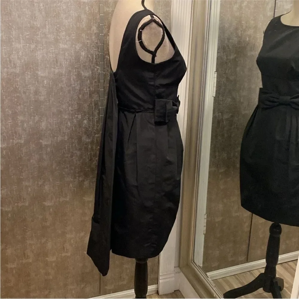 Per Se Black Mini Dress with Bow Detail, US0